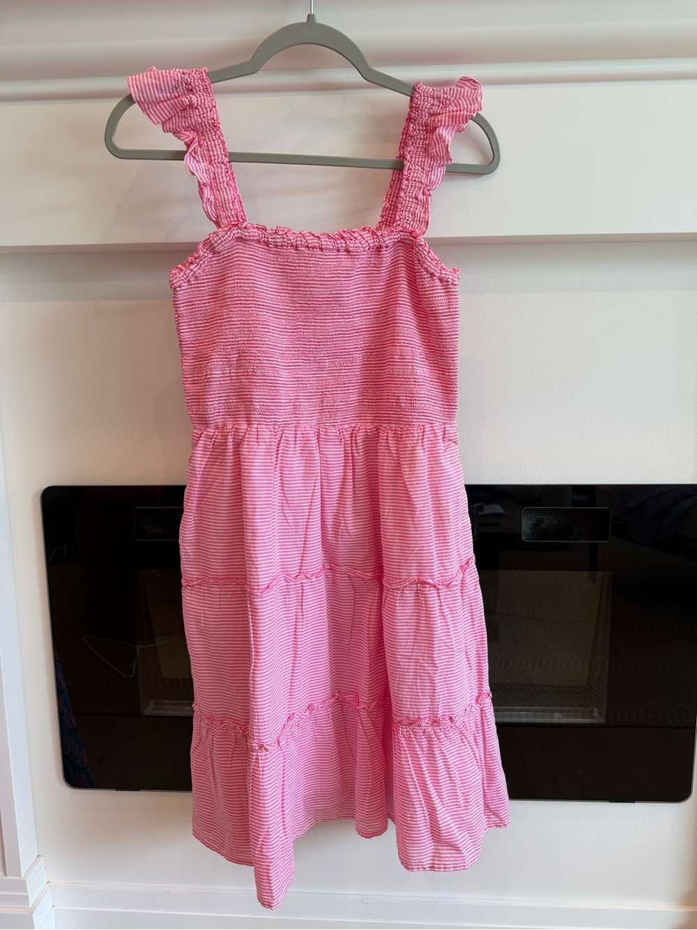 J. Crew Pink Ruffled Strap Tiered Mini Dress